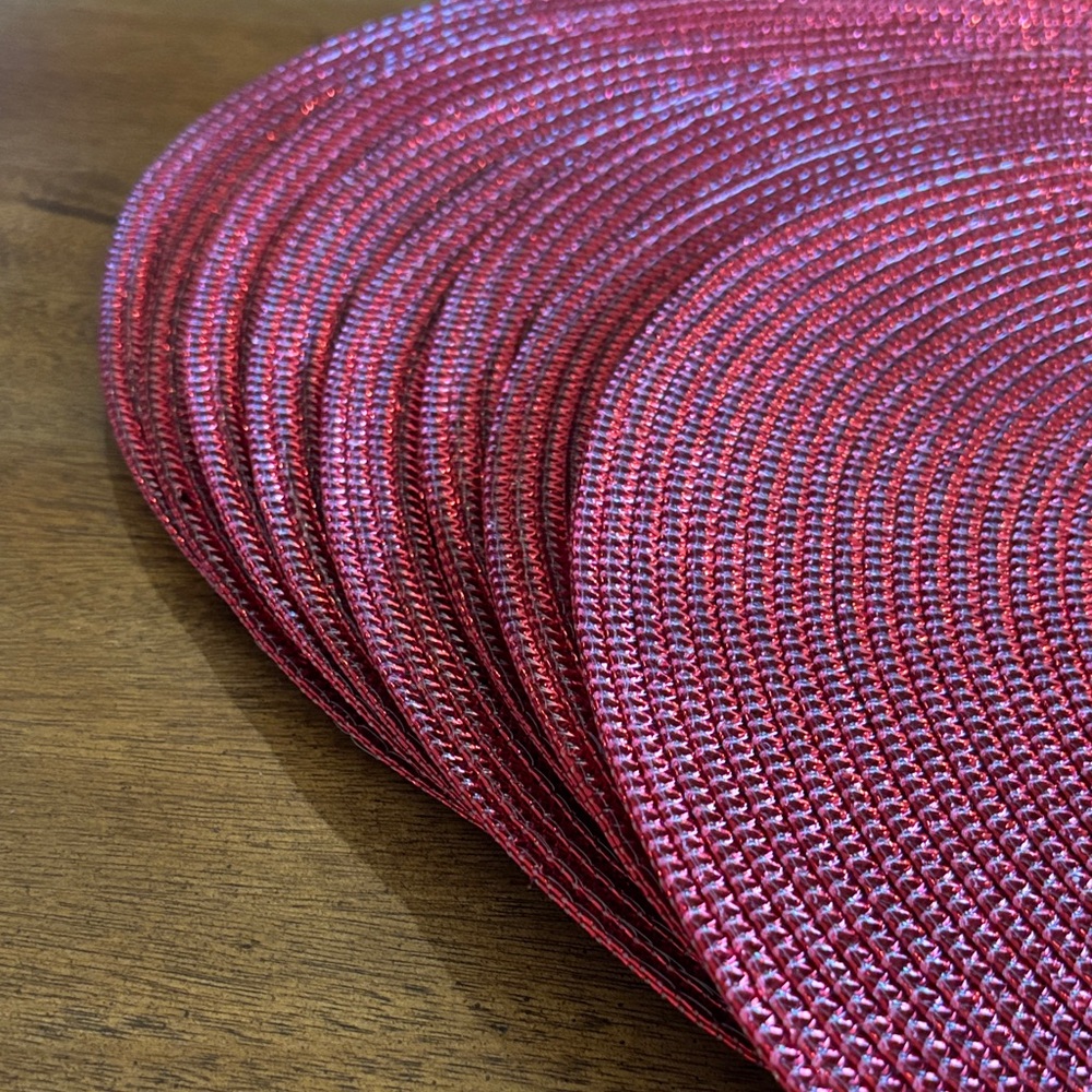 8-Vibrant Red Woven sparkly Placemat